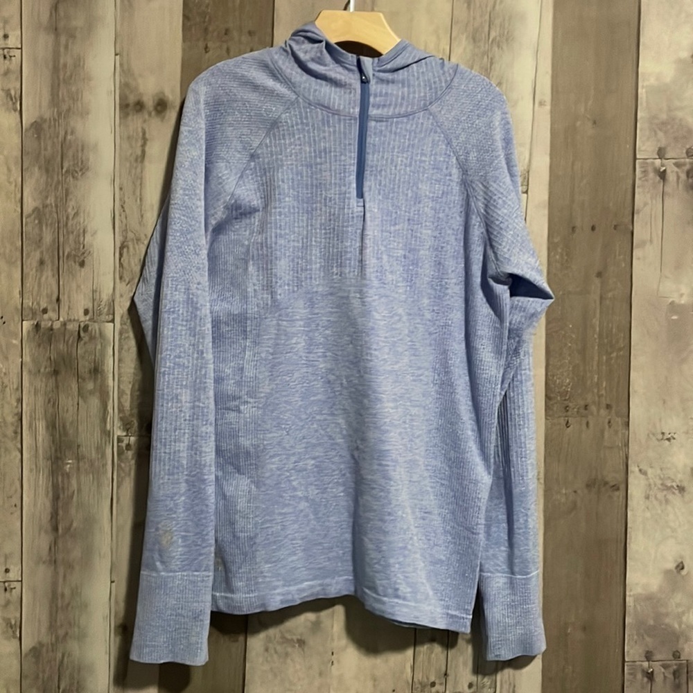 Athleta Girl hooded pullover periwinkle quarterzip size 14